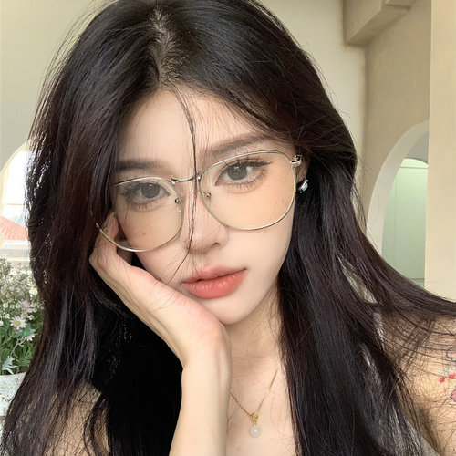 网红金属大框素颜近视眼镜