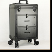 专业铝合金大号容量手提拉杆化妆箱专业跟妆师美甲美发纹绣工具箱