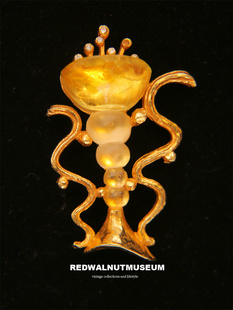 像阿拉神灯胸针 法产Loris Azzaro香水瓶黄色果冻质感中古胸针