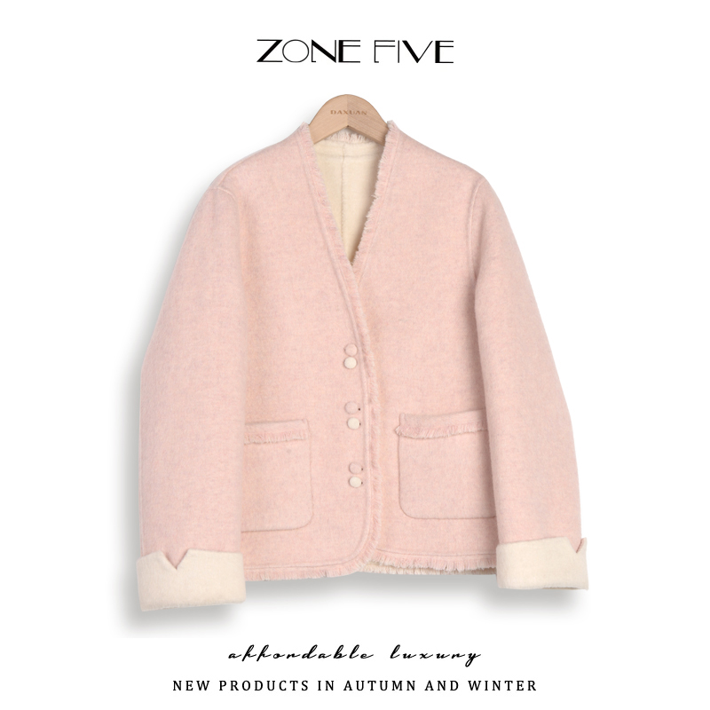 短款双面羊毛外套女小个子双面呢