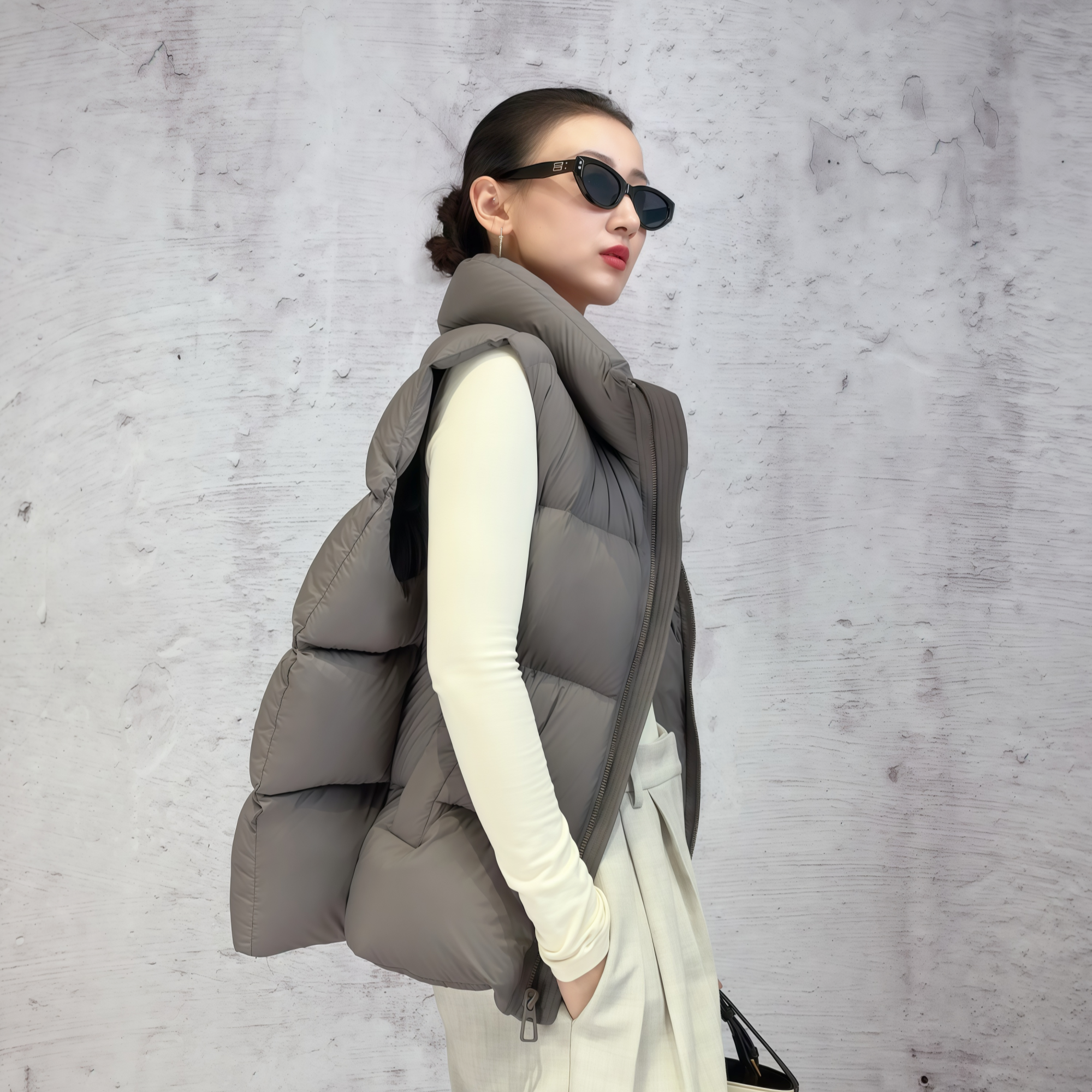 轻暖自由95白鸭绒泡芙马夹