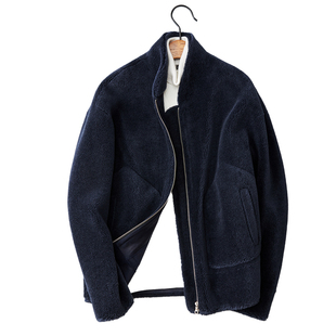 海宁羊羔毛皮毛一体颗粒绒外套男士皮草全羊毛夹克羊剪绒短款大衣