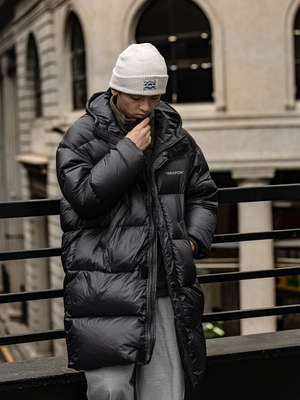 白鸭绒连帽羽绒服男中长款宽松加厚冬季潮牌休闲情侣大衣外套加绒