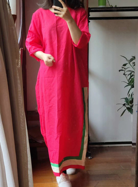 大牌设计师款苎麻V领夏季连衣裙子长袍 喜欢这种风格会很爱很爱