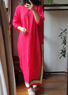 大牌设计师款苎麻V领夏季连衣裙子长袍 喜欢这种风格会很爱很爱