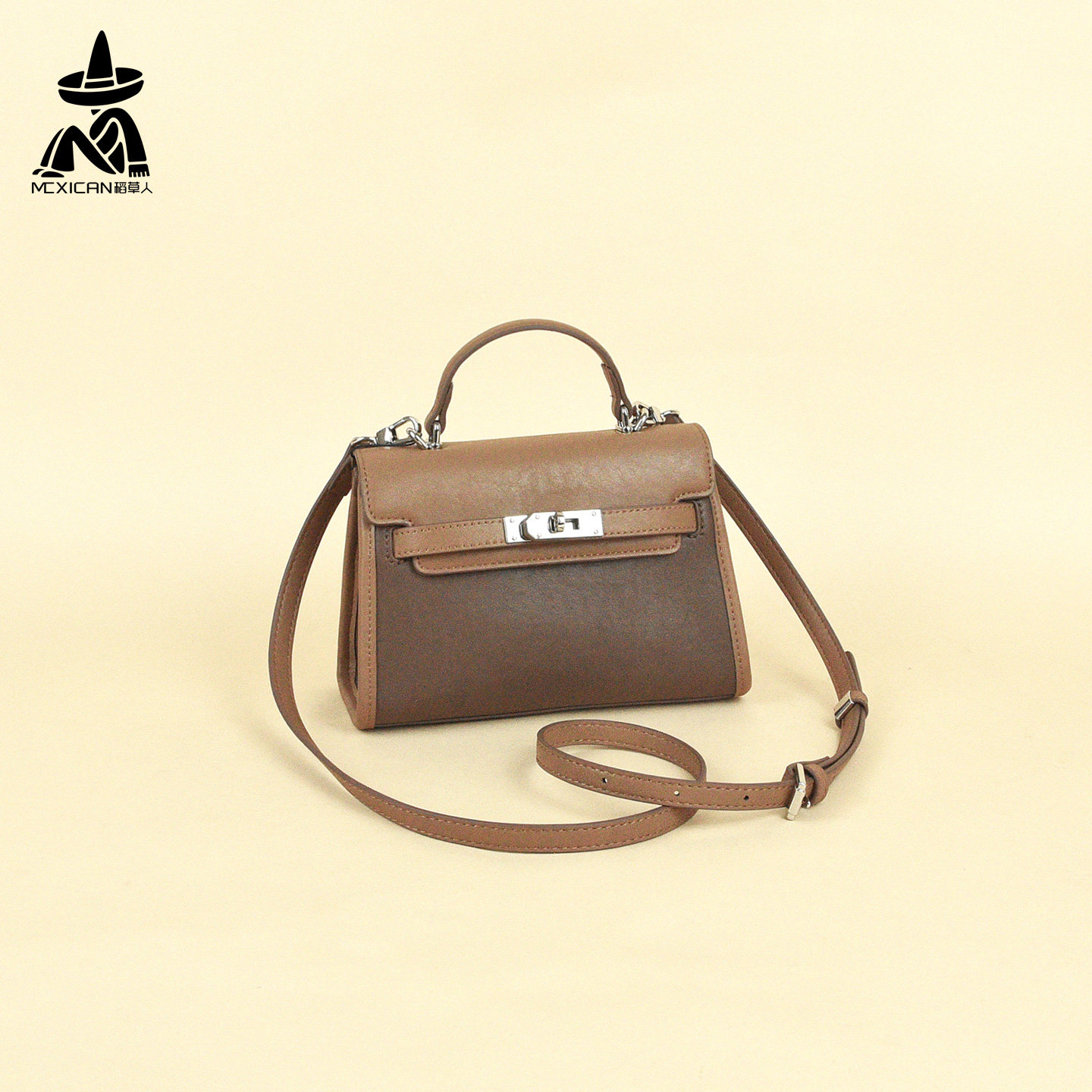 稻草人女包2026新款真皮斜挎包简约百搭复古棕色精致单肩包手拎包