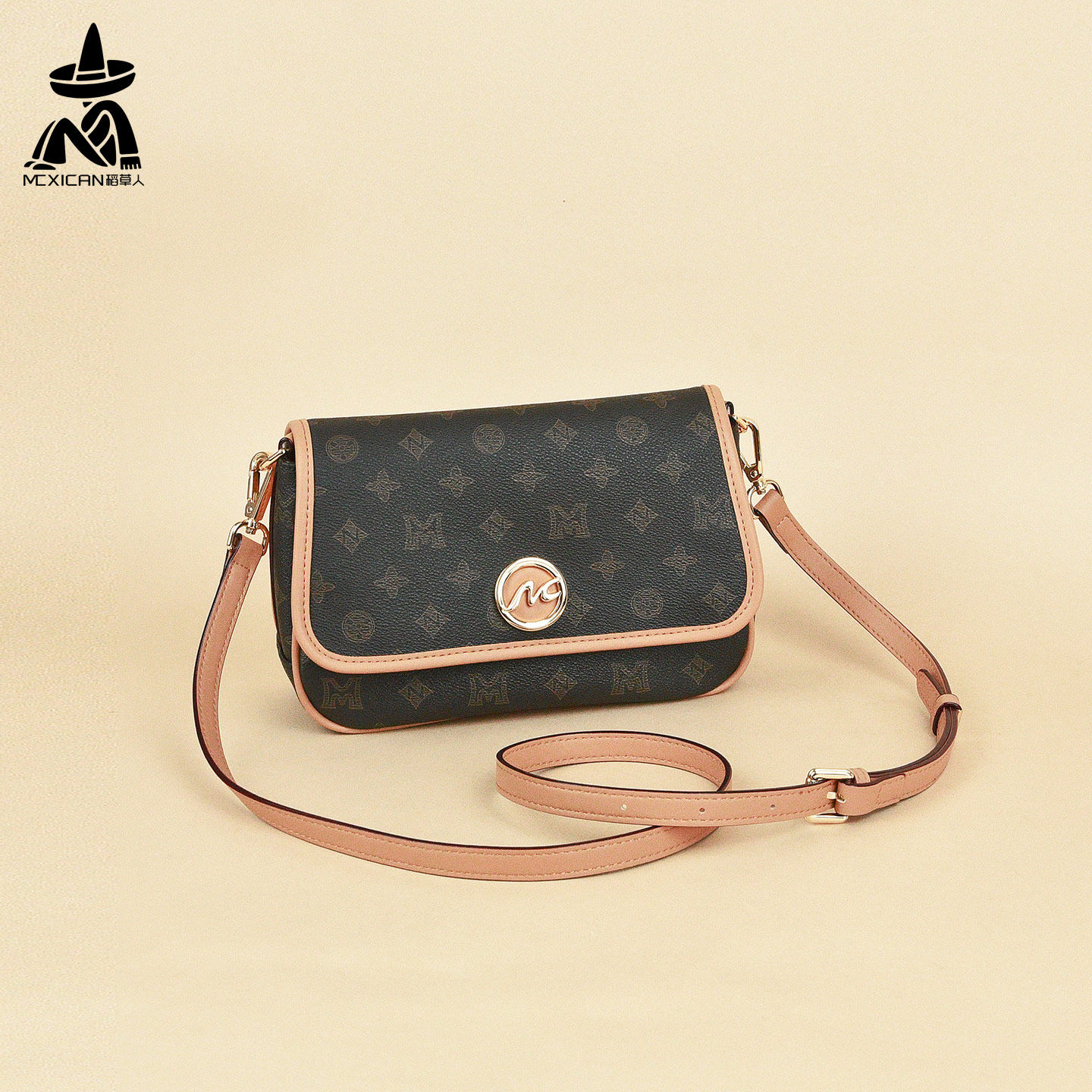 稻草人女包斜挎包2025新款老花小方包高级感轻奢小众单肩包腋下包