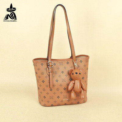 稻草人女包2025新款印花托特包