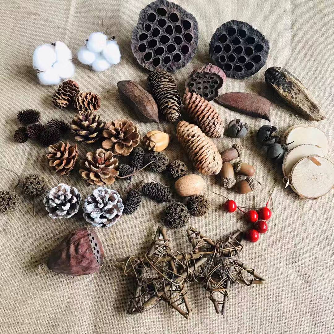 圣诞装饰桂皮红浆果藤环diy棉花