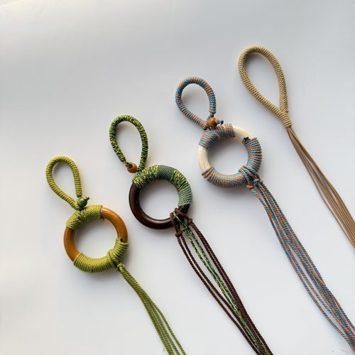 果壳风铃拉环绳手把手工编织半成品DIY材料包果壳摇铃手作绳