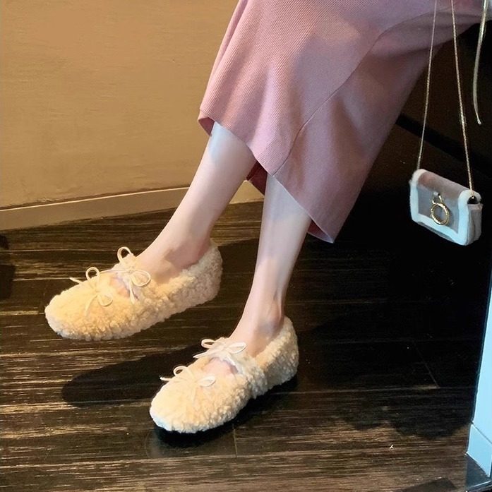 玛丽珍鞋女外穿平底蝴蝶结2025新款冬季毛毛鞋内 3CM增高小个子鞋,女鞋,浅口单鞋,淘宝优惠券,粉丝福利购,淘宝优惠卷