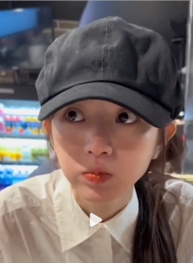 田曦薇同款黑色画家帽日系百搭黑色云朵帽23秋新品显脸小八角帽子