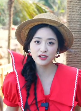 沈月同款夏季女款草编防晒遮阳帽