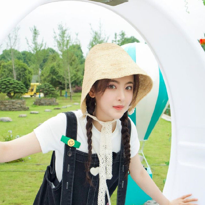 杨超越同款草帽法式编织女防晒遮阳帽我的人间烟火海边拍照的帽子