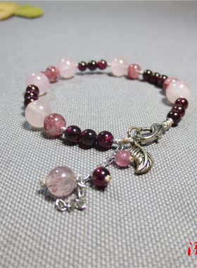 藏银手编单圈手链水晶原创小众