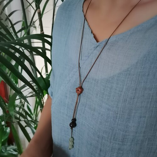 极简文艺禅意新中式桃木梅花项链