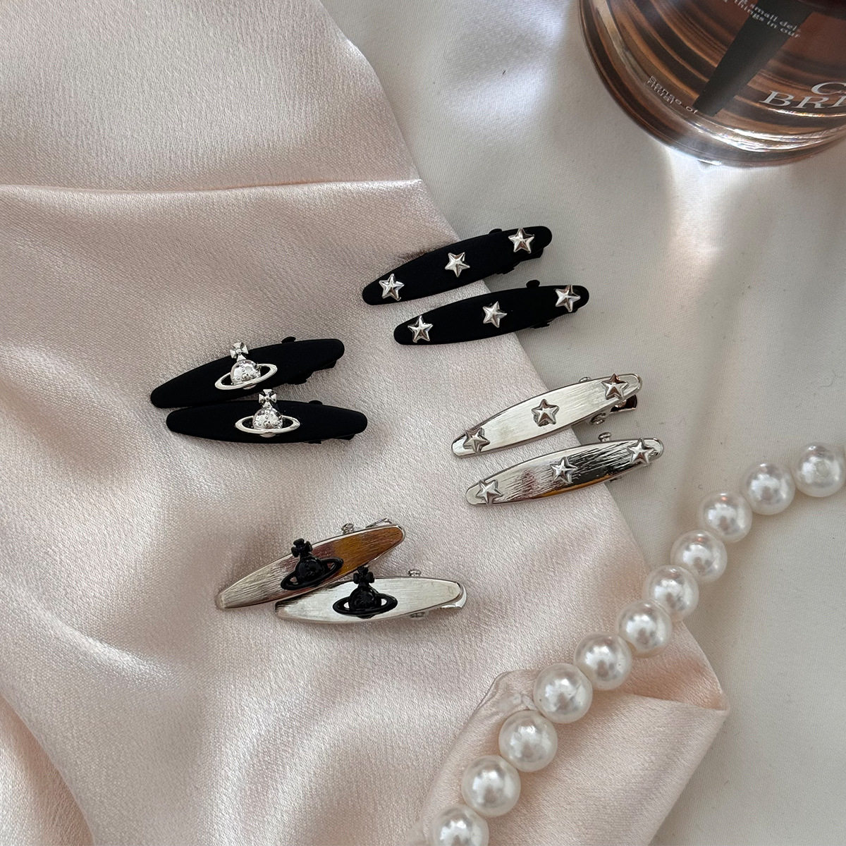 韩国洋气甜酷女孩五角星星球发夹气质小众设计感个性迷你刘海夹子