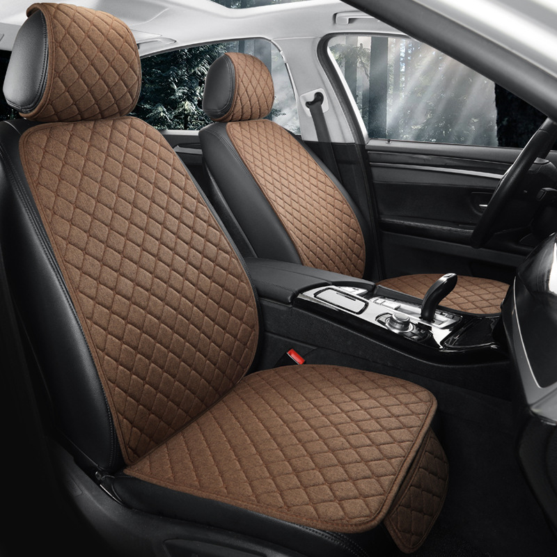 轻奢高级感汽车坐垫亚麻四季通用