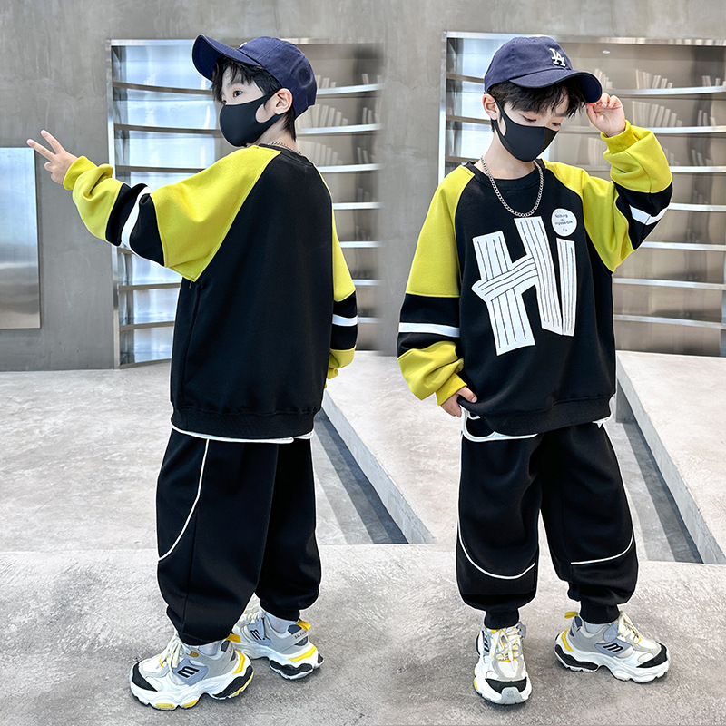 儿童秋装中酷帅卫衣套装时髦男孩2025新款帅气两件套男童春秋季
