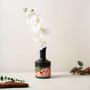 漫艳滚诞日记联名宠物图案玻璃花瓶猫咪插画设计感ins风桌面摆件