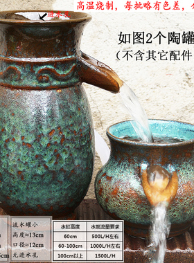 陶瓷大缸古法养鱼缸客厅阳台落地金鱼缸陶罐循环流水造景老式水缸