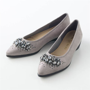日本海外直邮2026春女鞋代购休闲时尚尖头闪亮宝石舒适平底鞋单鞋