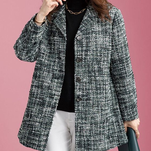 日本直邮2025秋冬女装代购长袖通勤休闲花呢气质西装领毛呢外套