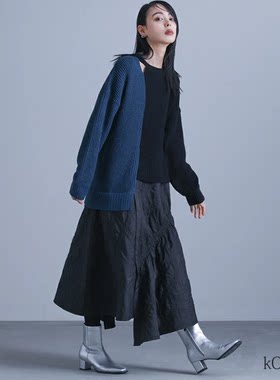 日本海外直邮2026秋季女装代购不对称拼色设计设计感连衣裙长裙