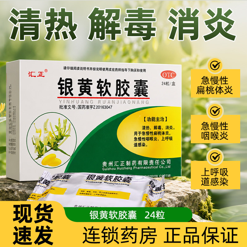 银黄软胶囊24粒咽喉炎非银黄颗粒冲剂非含化片滴丸可用蓝芩口服液