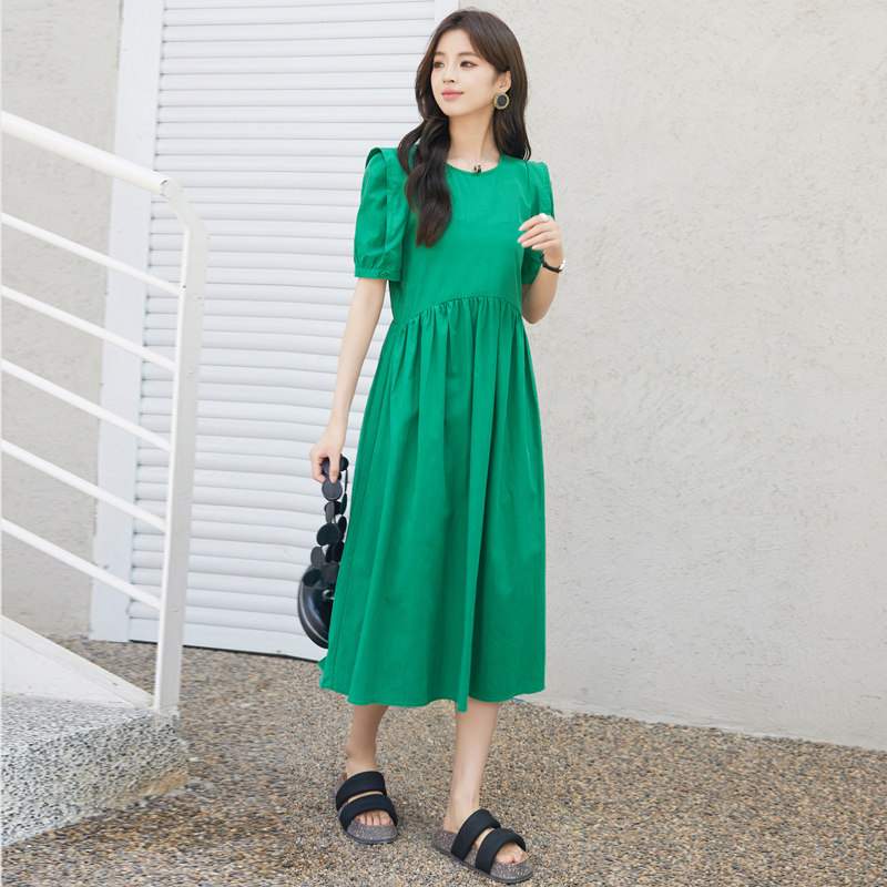 中长款修身显瘦连衣裙女夏小个子