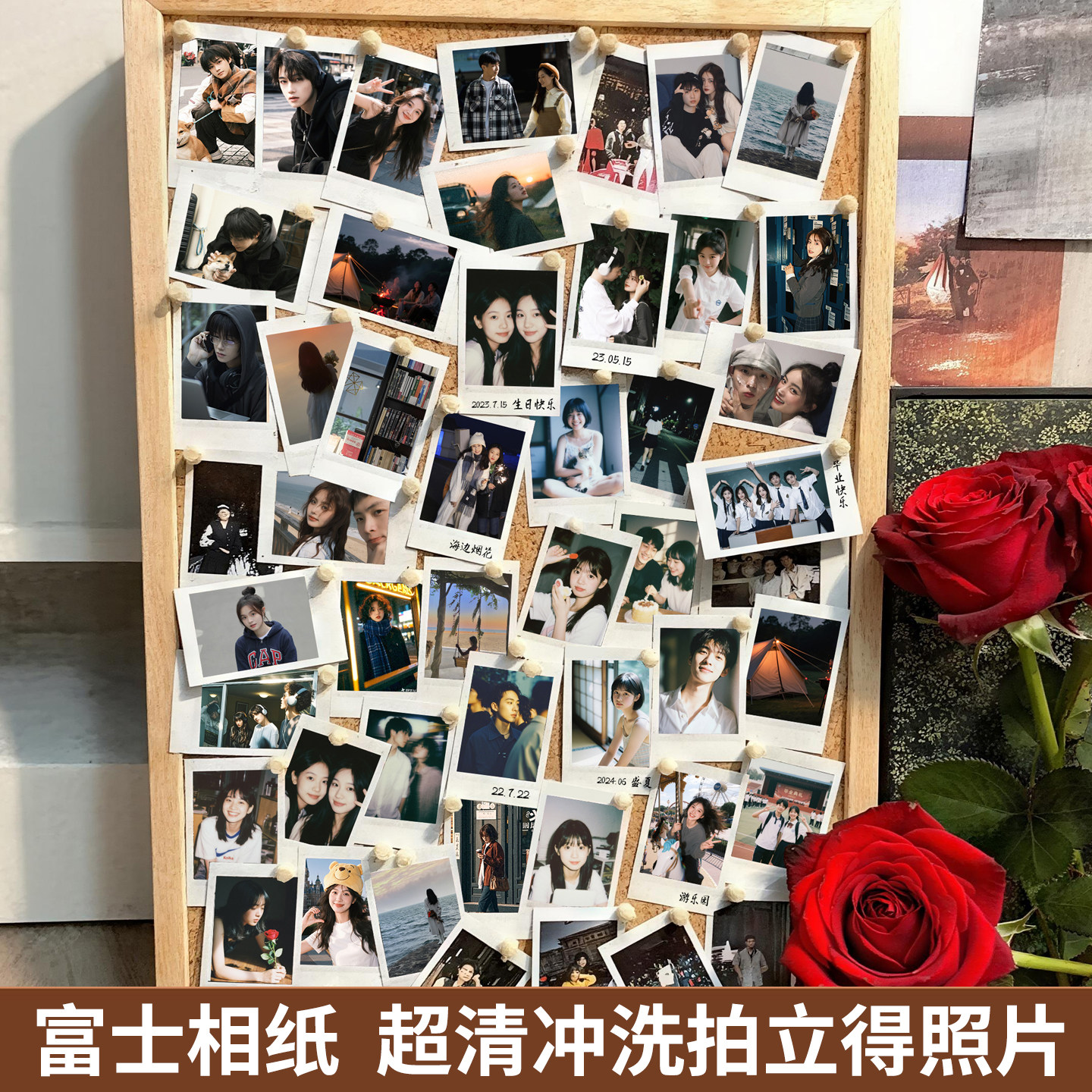 富士洗照片拍立得高清打印冲印冲洗相片3寸三定制加相框手机里的