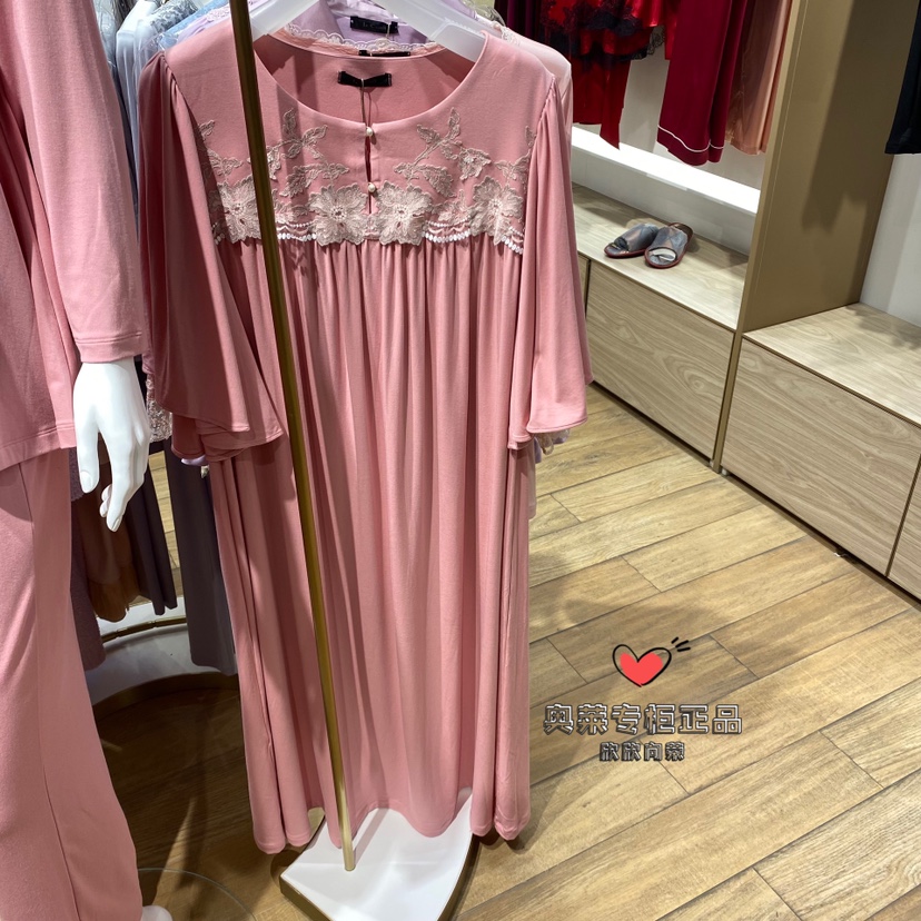爱慕高端兰卡文家居睡裙莫代er中长款LC44UX1女士睡衣3800可外穿