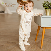 彩棉宝宝包屁衣婴儿连体衣包脚新生儿连袜衣服春秋哈衣全棉爬爬服