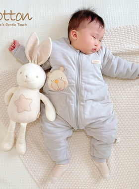 新款有机棉婴儿睡袋新生儿保暖分腿睡衣满月宝宝必备用品夹棉加厚