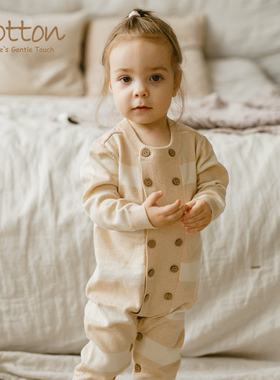 eotton彩棉婴儿连体衣秋冬纯棉宝宝针织毛衣线衫新生儿洋气外出服