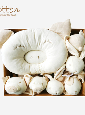 婴儿安抚玩偶礼盒新生儿彩棉布偶玩具套装宝宝满月礼物A类母婴级