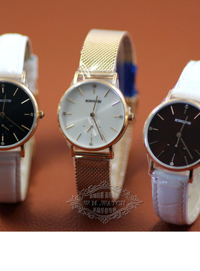 新款精铁时手表女表时尚女士石英表休闲学生防水皮带6025钢带