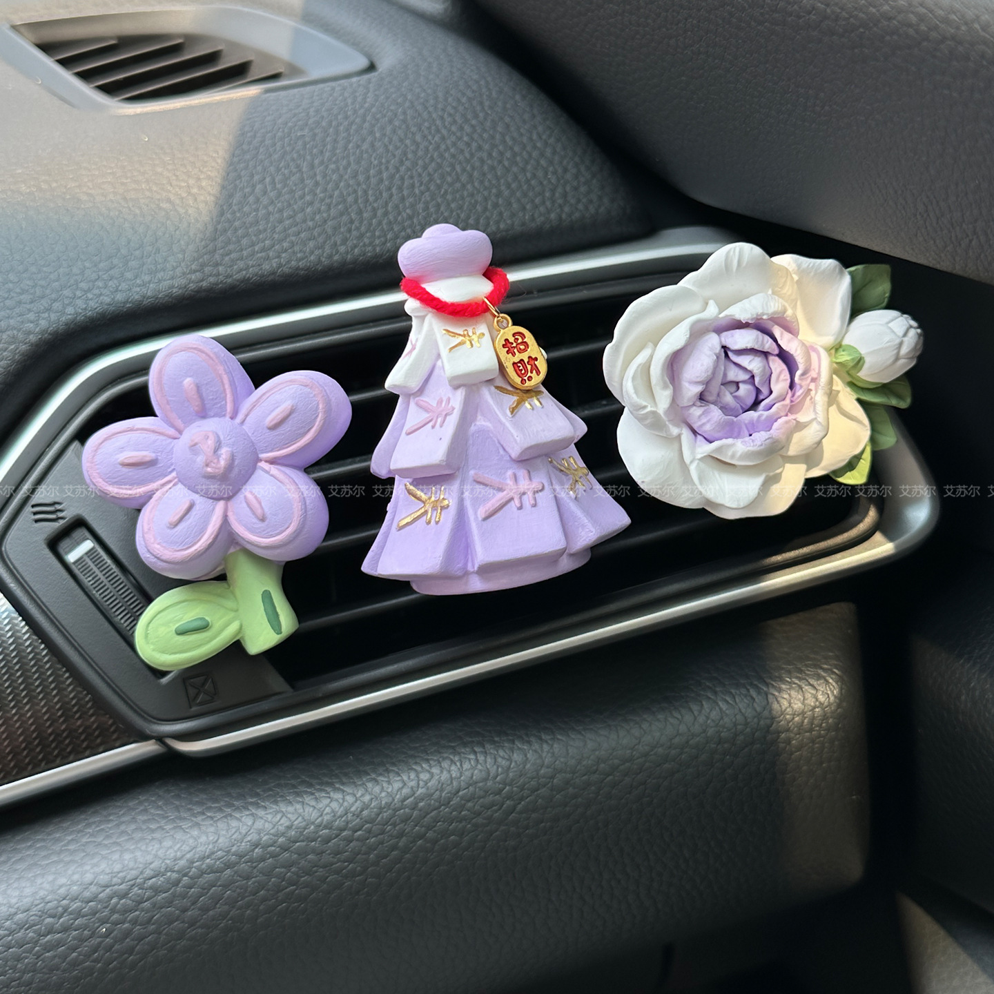 有钱花扩香石车载香薰汽车出风口装饰花朵香水摇钱树车内摆件跨境