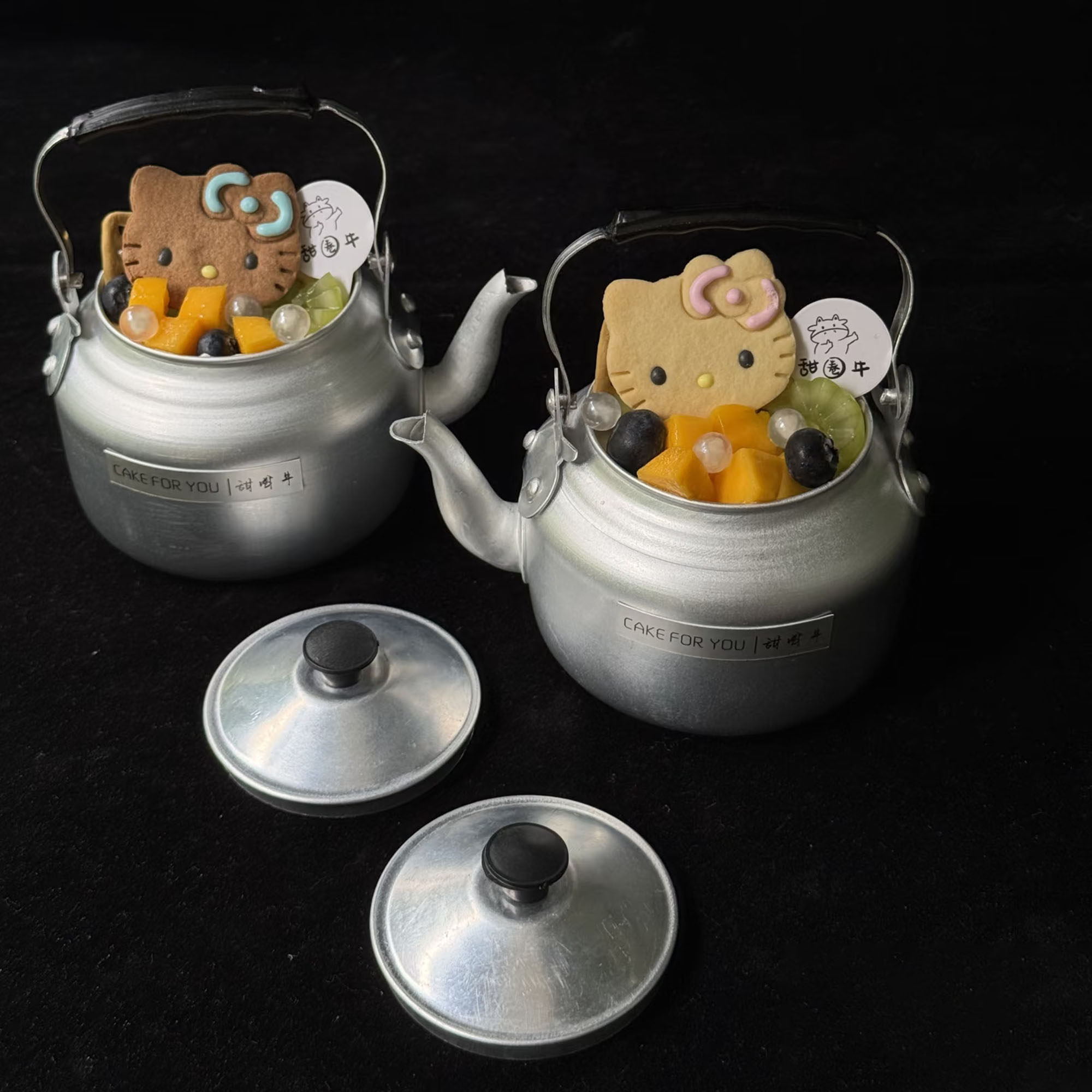 网红复古铝制茶壶小水壶甜品容器创意水果蛋糕摆件水吊子蛋糕装饰