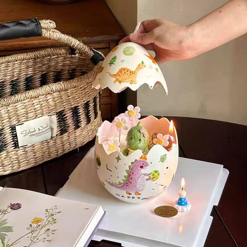 小红书网红恐龙破壳小花帽子蜡烛蛋糕装饰插件模具生日装饰摆件