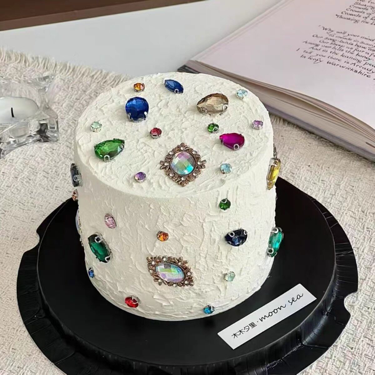 简约ins蛋糕装饰彩色宝石摆件水晶钻石女神女生网红生日派对装扮