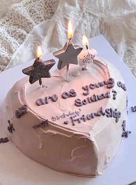 网红ins氛围感闪粉银色五角形星星蜡烛仙女女神生日插件蛋糕装饰