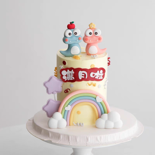 网红蛇宝宝满月周岁生日彩虹云朵星星甜品台插件烘焙蛋糕装饰摆件