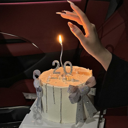 抱抱酱蝴蝶结钻石条生日派对蛋糕装饰配件合金带钻数字甜品插件