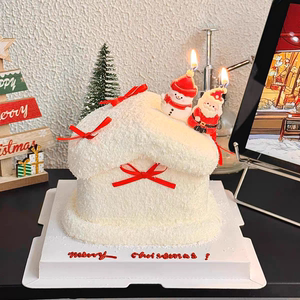 2026圣诞节网红圣诞甜品派对摆件圣诞老人雪人蜡烛蛋糕装饰插件