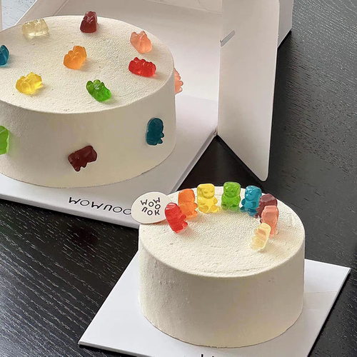 Trolli七彩熊软皮糖儿童节小熊糖生日烘焙彩色果汁糖蛋糕装饰摆件