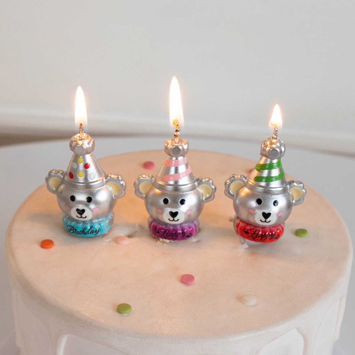 可爱卡通小熊蛋糕装饰生日蜡烛
