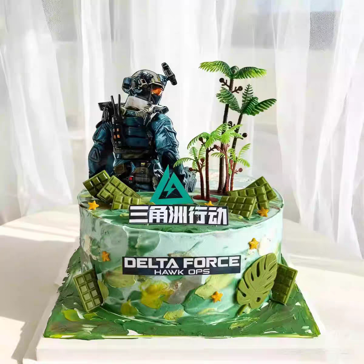 三角洲卡通游戏男孩男生烘焙装扮插牌装饰品行动生日蛋糕装饰插件