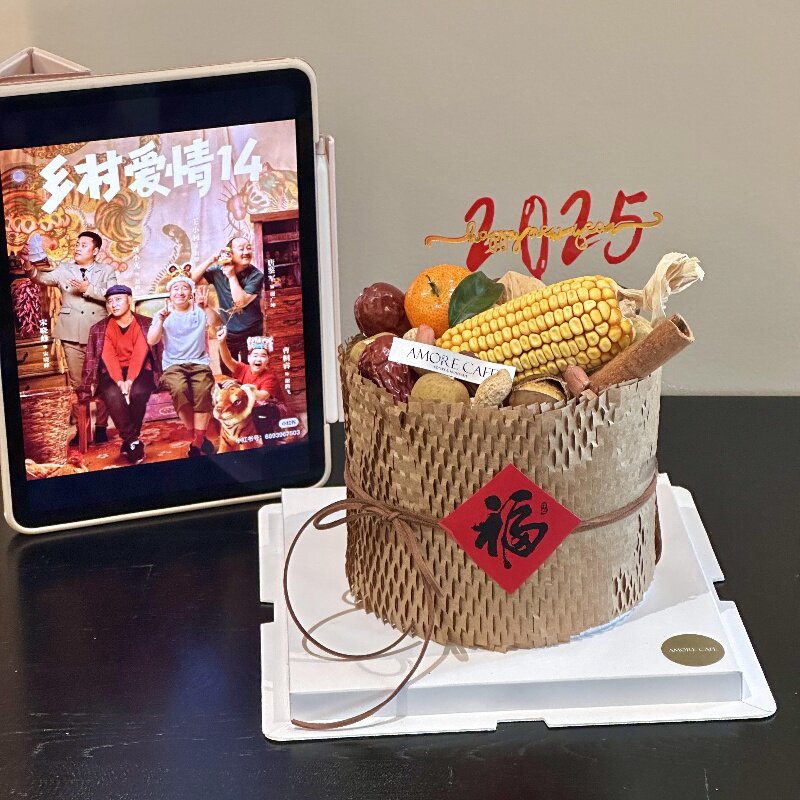 贴纸国风新年蛋糕装饰摆件