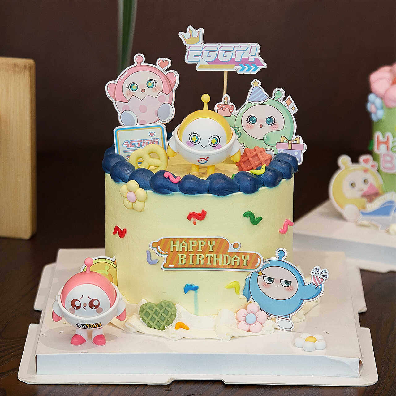 蛋仔派对公仔蛋糕装饰摆件儿童可爱男女孩生日甜品台装扮烘焙插件